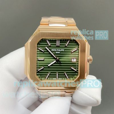 PP+Factory Swiss Copy Patek Philippe Cubitus 5821 Rose Gold Olive Green Dial Watch 